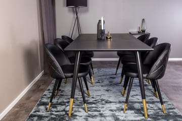Dipp Matgrupp 180 cm Rektangulär med 6 Velvet stolar - Svart/Guld - Products - Möbler - Bord & matgrupp - Matgrupp