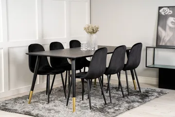 Dipp Matgrupp 180 cm Rektangulär med 6 Polar stolar - Svart/Guld - Products - Möbler - Bord & matgrupp - Matgrupp