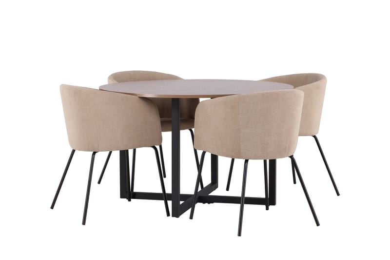 Durango Matgrupp 120 cm Rund med 4 Berit Stolar - Valnöt - Products - Möbler - Bord & matgrupp - Matgrupp