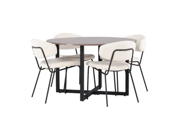 Durango Matgrupp 120 cm Rund med 4 Chico Stolar - Valnöt - Products - Möbler - Bord & matgrupp - Matgrupp