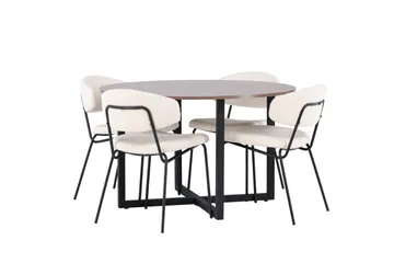 Durango Matgrupp 120 cm Rund med 4 Chico Stolar - Valnöt - Products - Möbler - Bord & matgrupp - Matgrupp