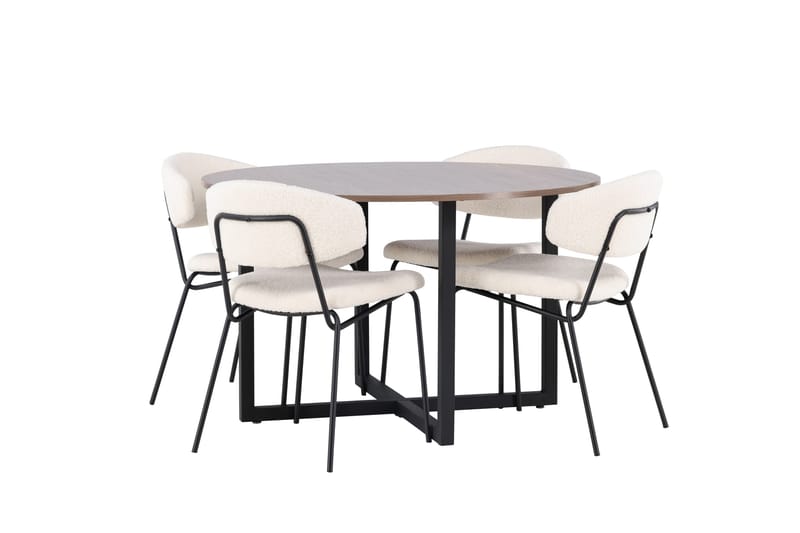Durango Matgrupp 120 cm Rund med 4 Chico Stolar - Valnöt - Products - Möbler - Bord & matgrupp - Matgrupp
