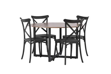Durango Matgrupp 120 cm Rund med 4 Crosett Stolar - Valnöt - Products - Möbler - Bord & matgrupp - Matgrupp