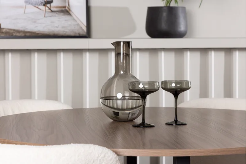 Durango Matgrupp 120 cm Rund med 4 Edina Stolar - Valnöt - Products - Möbler - Bord & matgrupp - Matgrupp