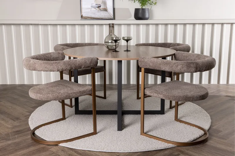 Durango Matgrupp 120 cm Rund med 4 Morning Stolar - Valnöt - Products - Möbler - Bord & matgrupp - Matgrupp