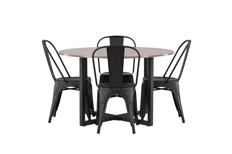 Durango Matgrupp 120 cm Rund med 4 Tempe Stolar - Valnöt - Products - Möbler - Bord & matgrupp - Matgrupp