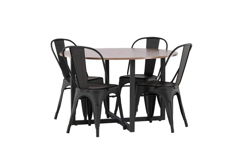 Durango Matgrupp 120 cm Rund med 4 Tempe Stolar - Valnöt - Products - Möbler - Bord & matgrupp - Matgrupp