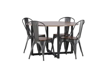 Durango Matgrupp 120 cm Rund med 4 Tempe Stolar - Valnöt - Products - Möbler - Bord & matgrupp - Matgrupp