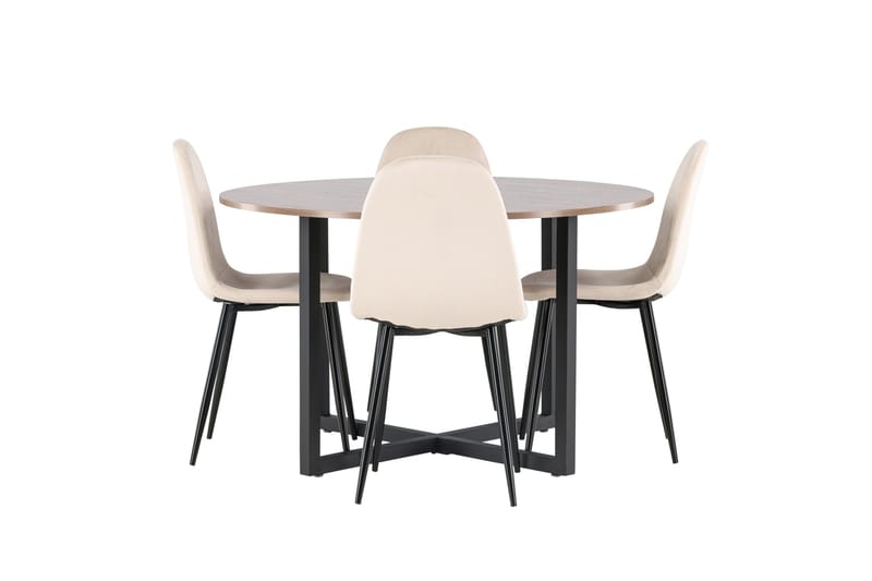 Durango Matgrupp 120 cm Rund med 4 Polar Stolar - Valnöt - Products - Möbler - Bord & matgrupp - Matgrupp