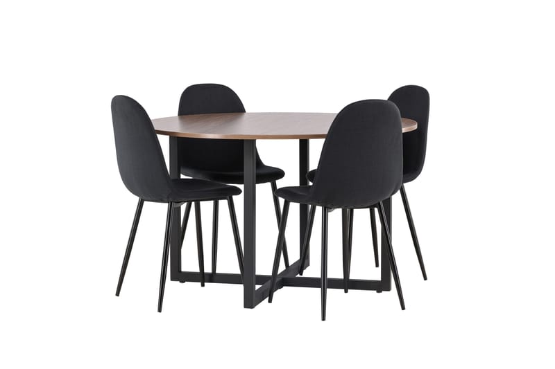 Durango Matgrupp 120 cm Rund med 4 Polar Stolar - Valnöt - Products - Möbler - Bord & matgrupp - Matgrupp