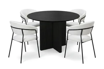 Edda Matgrupp runt 110 cm Svart med 4 Karol Matstolar - Svart - Products - Möbler - Bord & matgrupp - Matgrupp