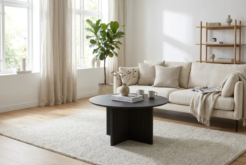 Edda Soffbord Rund 85 cm - Svartlaserad ek - Products - Möbler - Bord & matgrupp - Soffbord