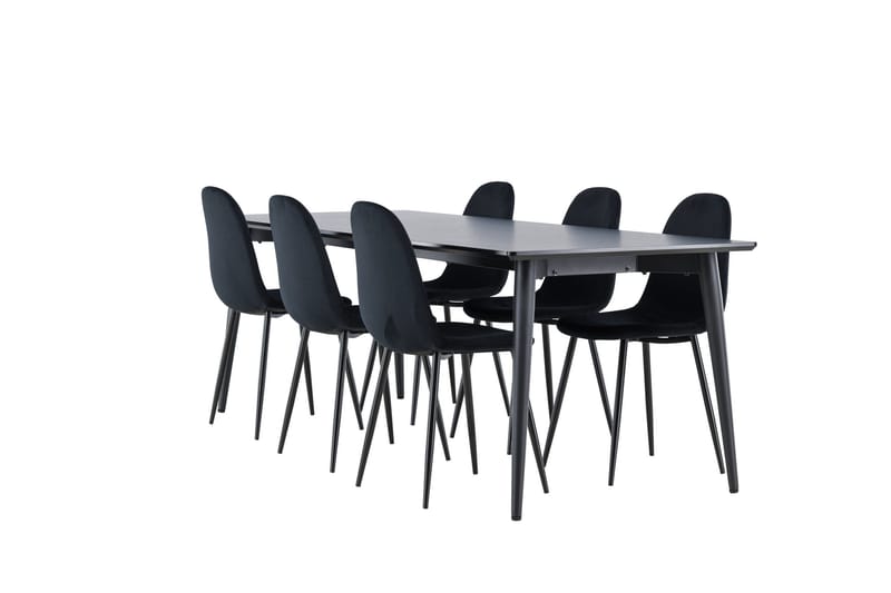 Ellis Matgrupp 230 cm Rektangulär med 6 Polar stolar - Svart/Svart - Products - Möbler - Bord & matgrupp - Matgrupp