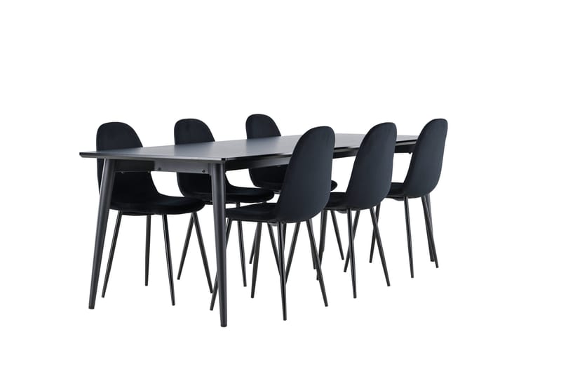 Ellis Matgrupp 230 cm Rektangulär med 6 Polar stolar - Svart/Svart - Products - Möbler - Bord & matgrupp - Matgrupp