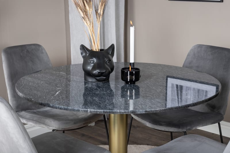 Estelle Matgrupp 106 cm Rund med 4 Muce stolar - Svart/Guld - Products - Möbler - Bord & matgrupp - Matgrupp