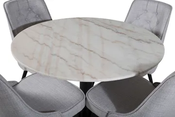 Estelle Matgrupp 106 cm Rund med 4 Velvet Deluxe stolar - Svart - Products - Möbler - Bord & matgrupp - Matgrupp