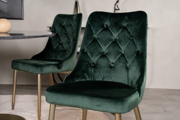 Estelle Matgrupp 106 cm Rund med 4 Velvet Deluxe stolar - Svart/Guld - Products - Möbler - Bord & matgrupp - Matgrupp
