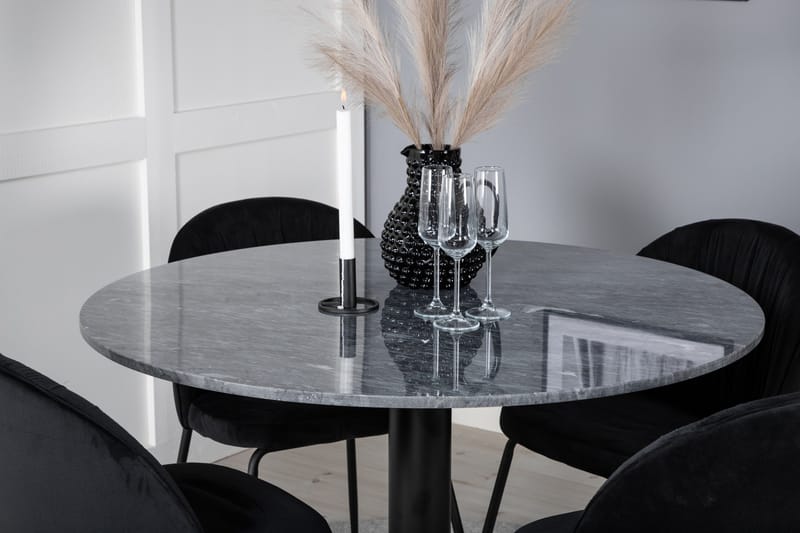 Estelle Matgrupp 106 cm Rund med 4 Wrinkles stolar - Svart - Products - Möbler - Bord & matgrupp - Matgrupp
