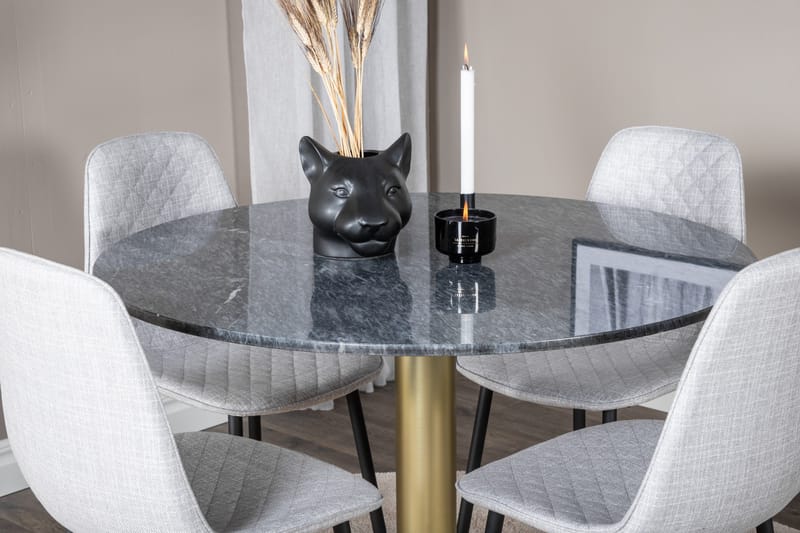 Estelle Matgrupp 106 cm Rund med 4 Polar stolar - Svart/Guld - Products - Möbler - Bord & matgrupp - Matgrupp