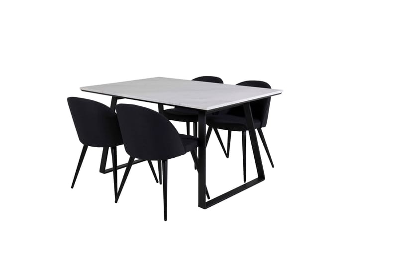 Estelle Matgrupp 140 cm Rektangulär med 4 Velvet stolar - Svart - Products - Möbler - Bord & matgrupp - Matgrupp