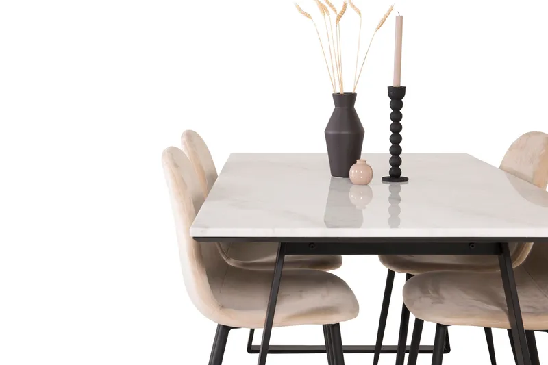 Estelle Matgrupp 140 cm Rektangulär med 4 Polar stolar - Beige - Products - Möbler - Bord & matgrupp - Matgrupp