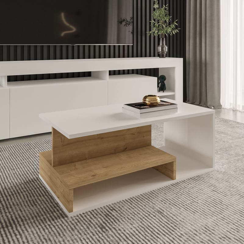 Fenlo Soffbord 90x35x44,8 cm - Vit sapphire-ek - Products - Möbler - Bord & matgrupp - Soffbord