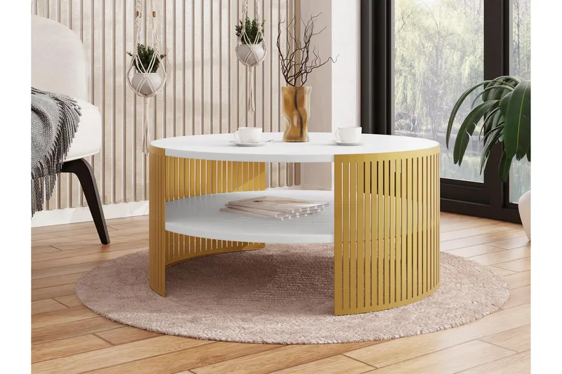 Friend Soffbord 75 cm - Guld/Vit - Products - Möbler - Bord & matgrupp - Soffbord