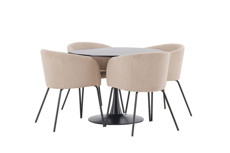 Glade Matgrupp 100 cm Rund med 4 Berit stolar - Beige - Products - Möbler - Bord & matgrupp - Matgrupp
