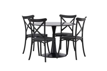 Glade Matgrupp 100 cm Rund med 4 Crosett stolar - Svart - Products - Möbler - Bord & matgrupp - Matgrupp