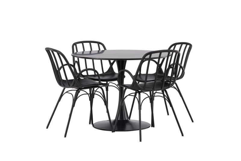 Glade Matgrupp 100 cm Rund med 4 Dyrön stolar - Svart - Products - Möbler - Bord & matgrupp - Matgrupp