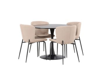 Glade Matgrupp 100 cm Rund med 4 Modesto stolar - Beige - Products - Möbler - Bord & matgrupp - Matgrupp