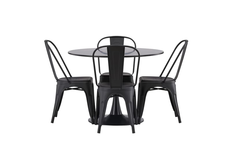 Glade Matgrupp 100 cm Rund med 4 Tempe Stolar - Svart - Products - Möbler - Bord & matgrupp - Matgrupp