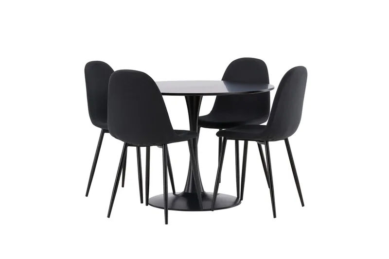 Glade Matgrupp 100 cm Rund med 4 Polar stolar - Svart - Products - Möbler - Bord & matgrupp - Matgrupp