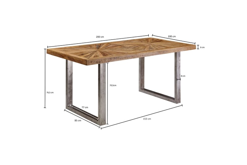 Gulshan Matbord 200 cm - Brun/Silver - Products - Möbler - Bord & matgrupp - Matbord & köksbord