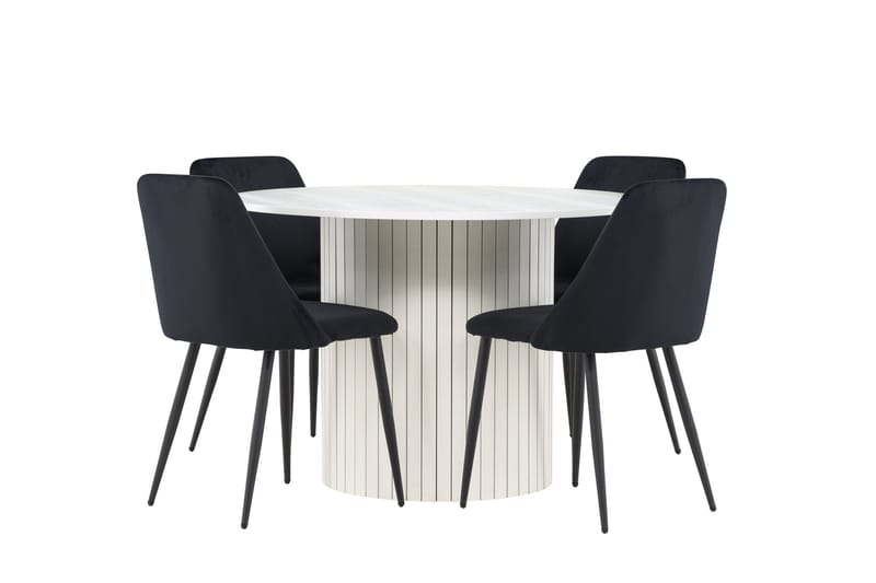 Härön Matgrupp 110 cm Rund med 4 Night stolar - Vit/Svart - Products - Möbler - Bord & matgrupp - Matgrupp