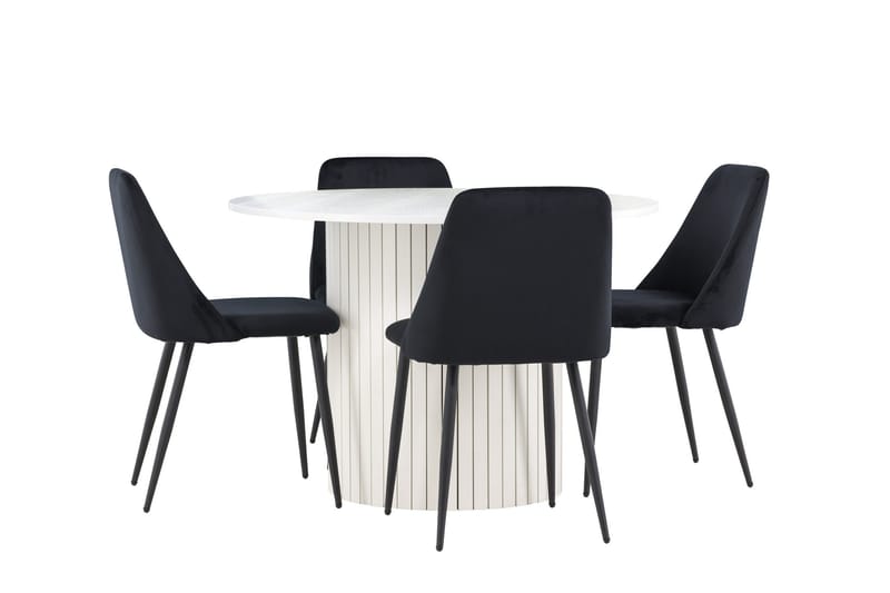 Härön Matgrupp 110 cm Rund med 4 Night stolar - Vit/Svart - Products - Möbler - Bord & matgrupp - Matgrupp