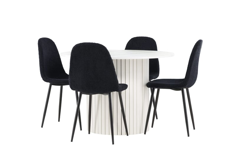 Härön Matgrupp 110 cm Rund med 4 Polar stolar - Vit/Svart - Products - Möbler - Bord & matgrupp - Matgrupp