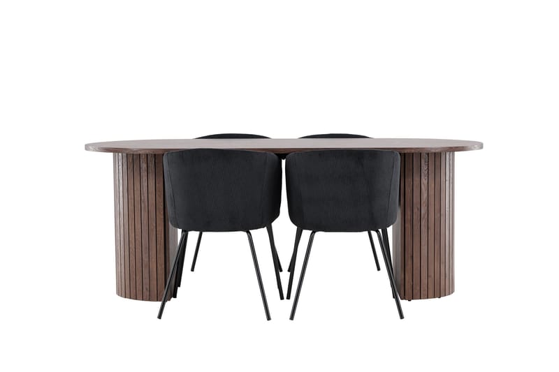 Härön Matgrupp 200 cm Oval med 4 Berit stolar - Mocca/Svart - Products - Möbler - Bord & matgrupp - Matgrupp
