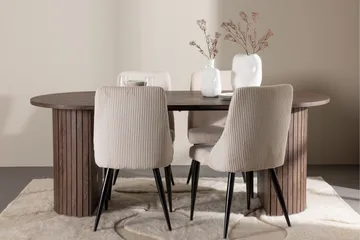 Härön Matgrupp 200 cm Oval med 4 Leone stolar - Mocca/Beige - Products - Möbler - Bord & matgrupp - Matgrupp