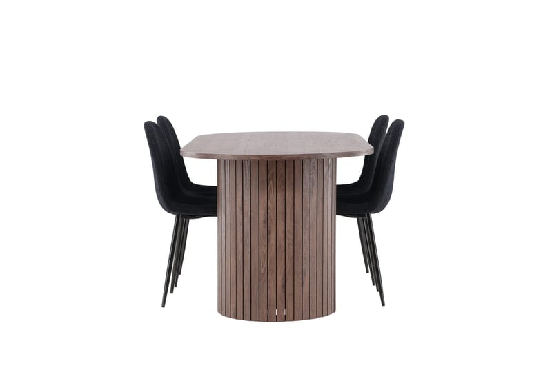 Härön Matgrupp 200 cm Oval med 4 Polar stolar - Mocca/Svart - Products - Möbler - Bord & matgrupp - Matgrupp
