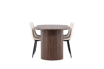 Härön Matgrupp 200 cm Oval med 4 Polar stolar - Mocca/Beige - Products - Möbler - Bord & matgrupp - Matgrupp