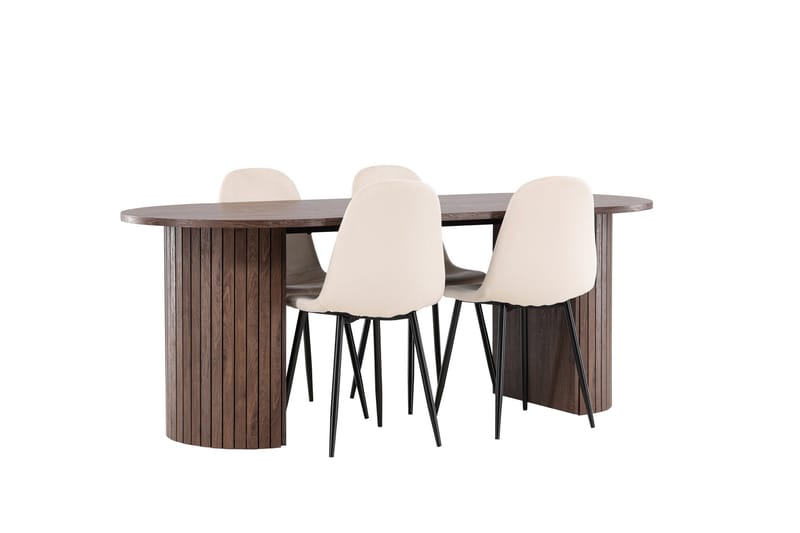 Härön Matgrupp 200 cm Oval med 4 Polar stolar - Mocca/Beige - Products - Möbler - Bord & matgrupp - Matgrupp
