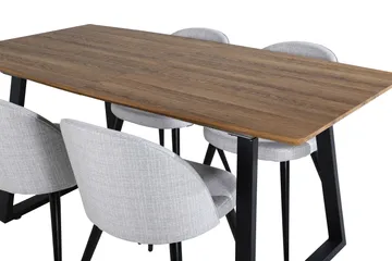 Inca Matgrupp 160 cm Rektangulär med 4 Velvet Stolar - Svart - Products - Möbler - Bord & matgrupp - Matgrupp