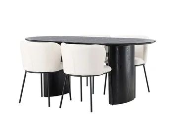 Isolde Matgrupp 180 cm Oval med 4 Edina Stolar - Svart - Products - Möbler - Bord & matgrupp - Matgrupp