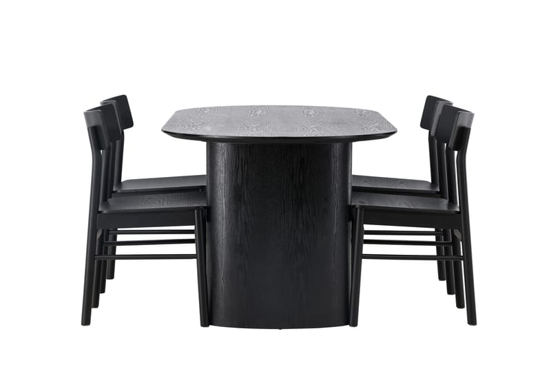 Isolde Matgrupp 180 cm Oval med 4 Montros stolar - Svart - Products - Möbler - Bord & matgrupp - Matgrupp