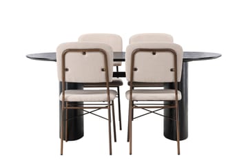Isolde Matgrupp 180 cm Oval med 4 Seda stolar - Beige - Products - Möbler - Bord & matgrupp - Matgrupp