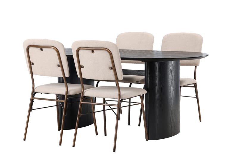 Isolde Matgrupp 180 cm Oval med 4 Seda stolar - Beige - Products - Möbler - Bord & matgrupp - Matgrupp