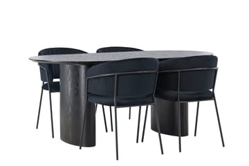 Isolde Matgrupp 180 cm Oval med 4 Selma Stolar - Svart - Products - Möbler - Bord & matgrupp - Matgrupp