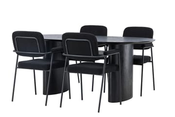 Isolde Matgrupp 180 cm Oval med 4 Yesterday stolar - Svart - Products - Möbler - Bord & matgrupp - Matgrupp