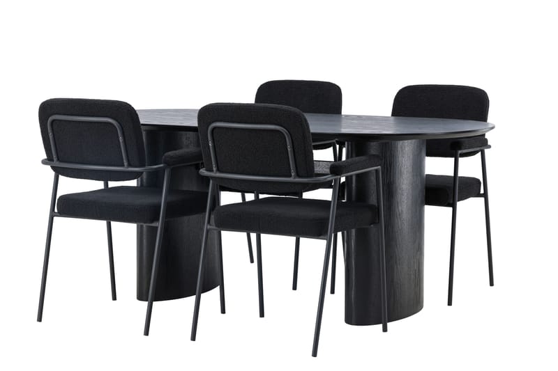 Isolde Matgrupp 180 cm Oval med 4 Yesterday stolar - Svart - Products - Möbler - Bord & matgrupp - Matgrupp